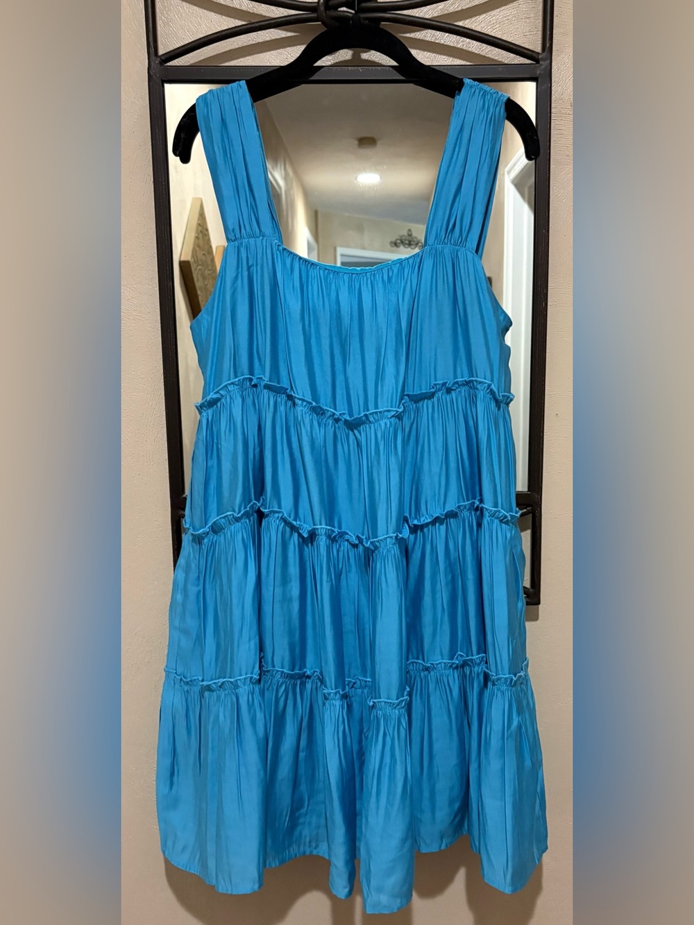 NWT entro Bright Aqua Tiered Sleeveless Dress Size L